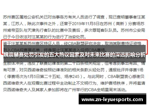 魏震禁赛处罚引发的五大热议因素及对未来比赛的深远影响分析